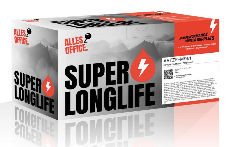 Superlonglife Brother TZe-M951 Farbband schwarz silber